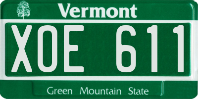 VT license plate XOE611