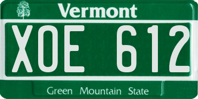 VT license plate XOE612