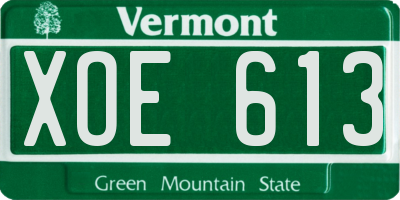 VT license plate XOE613