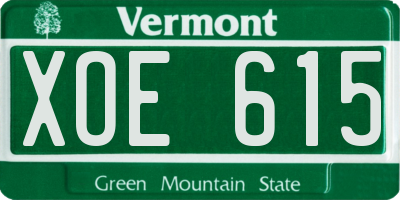 VT license plate XOE615
