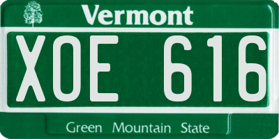 VT license plate XOE616