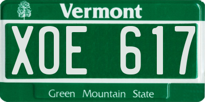 VT license plate XOE617