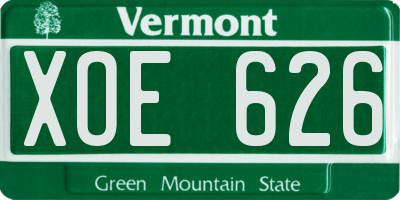 VT license plate XOE626