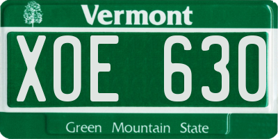 VT license plate XOE630