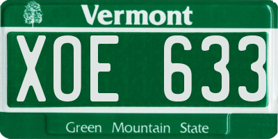 VT license plate XOE633