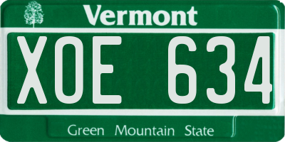 VT license plate XOE634