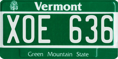VT license plate XOE636