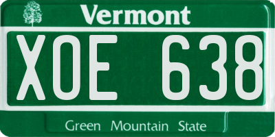 VT license plate XOE638