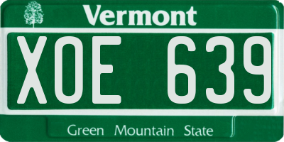 VT license plate XOE639
