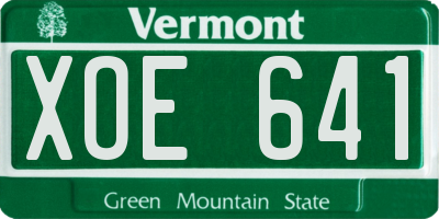 VT license plate XOE641