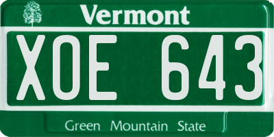 VT license plate XOE643