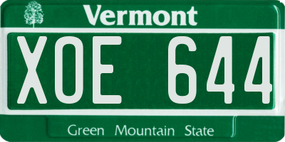 VT license plate XOE644