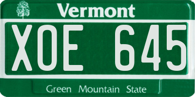 VT license plate XOE645