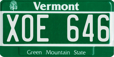 VT license plate XOE646
