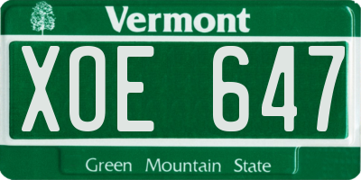 VT license plate XOE647