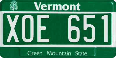 VT license plate XOE651