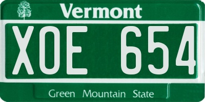 VT license plate XOE654
