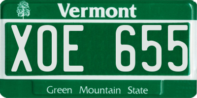 VT license plate XOE655