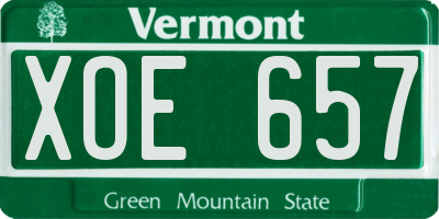 VT license plate XOE657