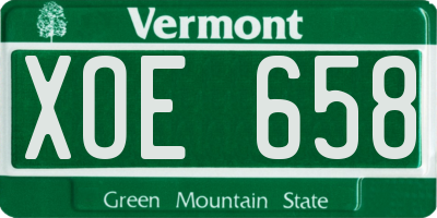 VT license plate XOE658