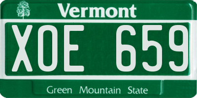 VT license plate XOE659