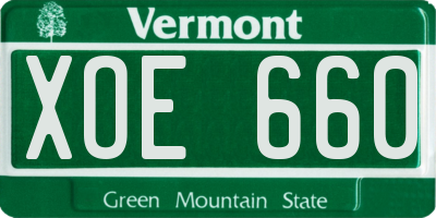 VT license plate XOE660