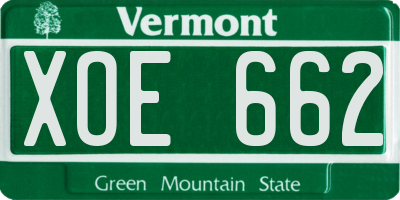 VT license plate XOE662