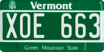 VT license plate XOE663