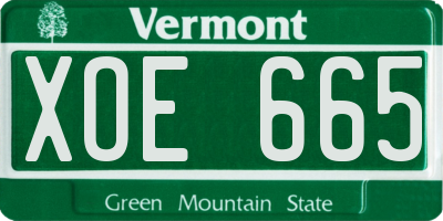 VT license plate XOE665