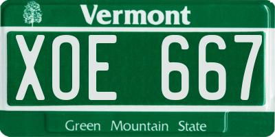 VT license plate XOE667