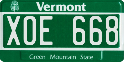 VT license plate XOE668