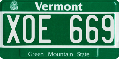 VT license plate XOE669