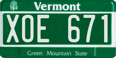 VT license plate XOE671