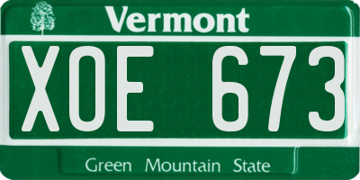 VT license plate XOE673