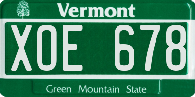 VT license plate XOE678