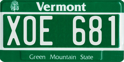 VT license plate XOE681