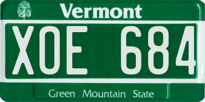 VT license plate XOE684