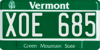VT license plate XOE685