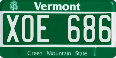 VT license plate XOE686