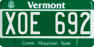 VT license plate XOE692