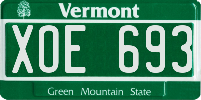 VT license plate XOE693