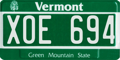VT license plate XOE694