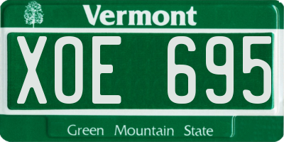 VT license plate XOE695