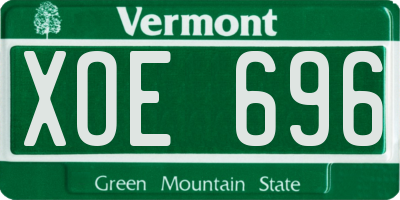 VT license plate XOE696