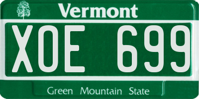 VT license plate XOE699