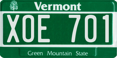 VT license plate XOE701