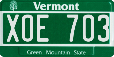 VT license plate XOE703