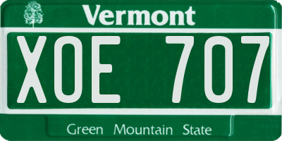 VT license plate XOE707