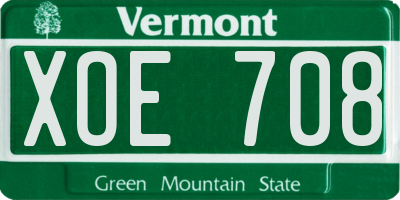 VT license plate XOE708