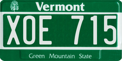 VT license plate XOE715